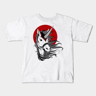 Unicorn - Black Red Kids T-Shirt